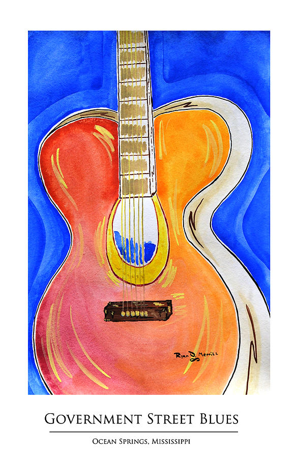 Music Painting - Government Street Blues Print by Ryan D Merrill