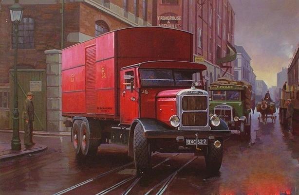 GPO Scammell rigid 6 Painting by Mike Jeffries
