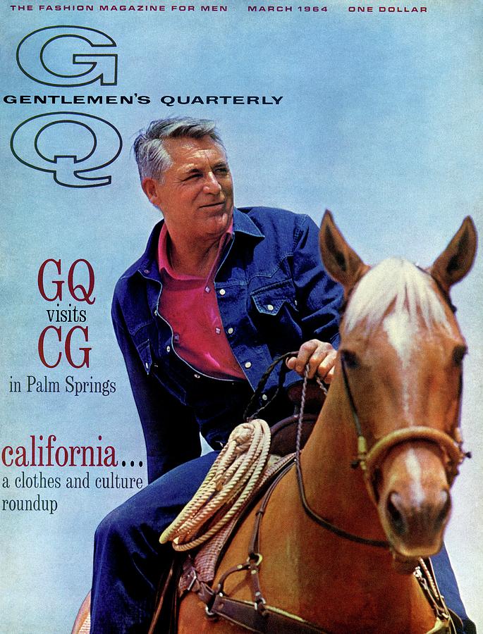 Gq Cover Of Actor Carey Grant Horseback Riding Photograph by Hal Adams