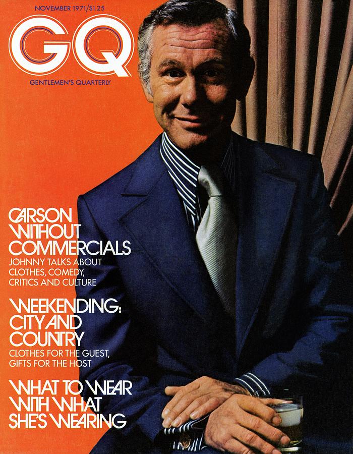 Gq Cover Of Johnny Carson Wearing Suit Photograph by Bruce Bacon