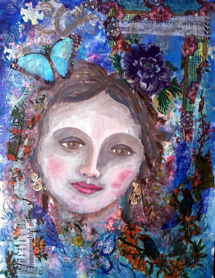 Grace in Blue Mixed Media by Kristina Thompson - Pixels