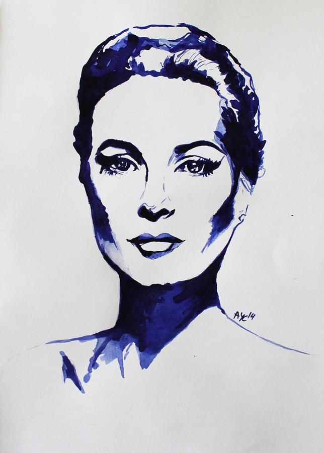 Grace Kelly Painting - Grace Kelly in Royal Blue by AYC  Art - Anna Yanova-Cattoor