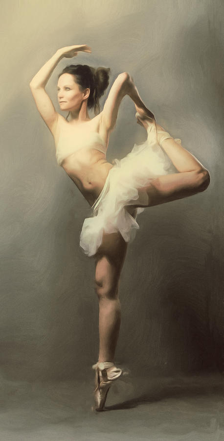 Vintage Painting - Graceful En Pointe Ballerina by Georgiana Romanovna