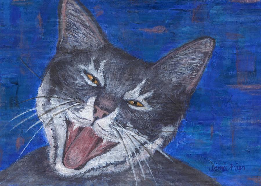 Gracie Happy Cat Painting by Jamie Frier