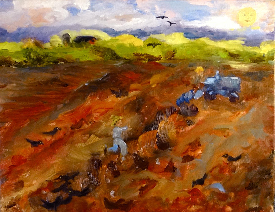 Grackles and Grubs Painting by Carol Berning