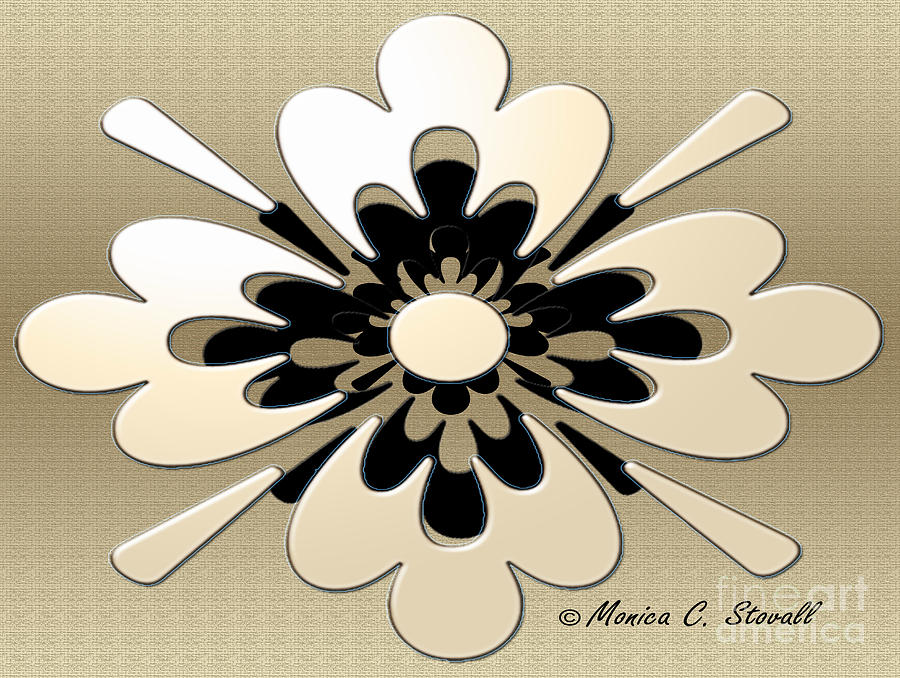 Gradient Cream on Gold Floral Design Digital Art by Monica C Stovall