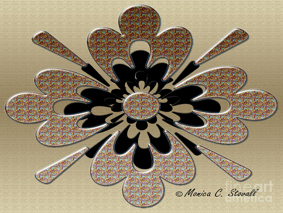 Gradient Motley on Gold Floral Design Digital Art by Monica C Stovall