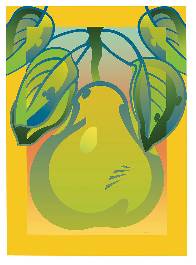Botanical Digital Art - Gradient Pear by David Chestnutt