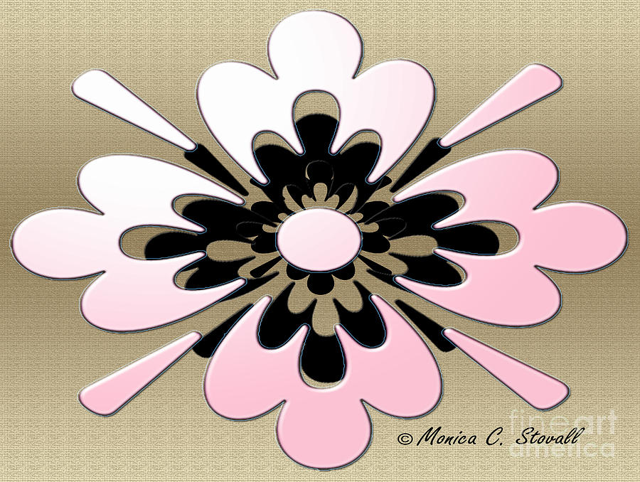 Gradient Pink on Gold Floral Design Digital Art by Monica C Stovall