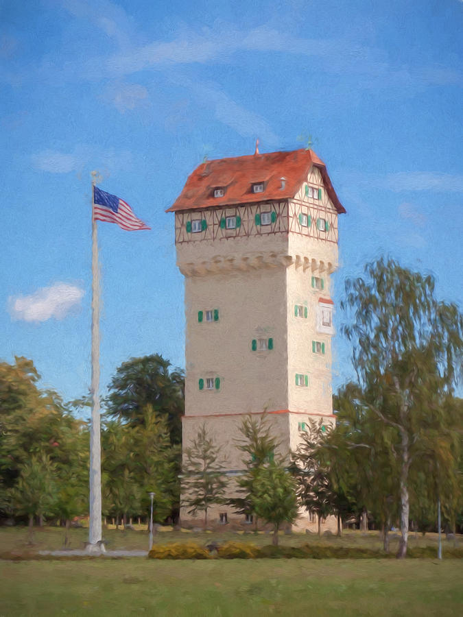 Grafenwoehr  Water Tower Photograph by Shirley Radabaugh