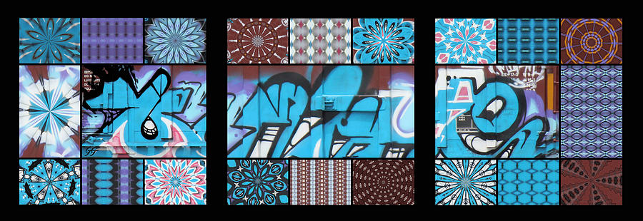 Blue Photograph - Graffiti - Blue Eye Trio Panel by Graffiti Girl
