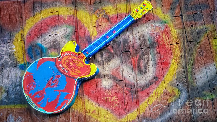 Guitar Photograph - Graffiti and Guitars by Peggy Franz