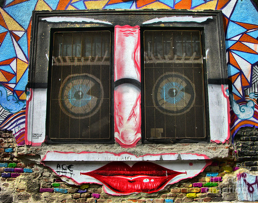 Graffiti city walls -  Happy window Photograph by Daliana Pacuraru