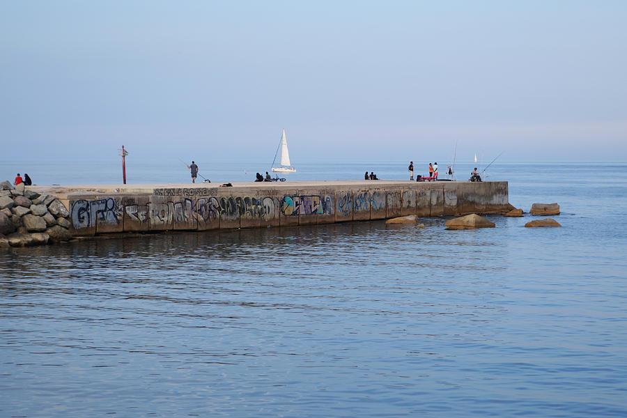Graffiti Fishing Wall Barcelona Spain Photograph by Toby McGuire