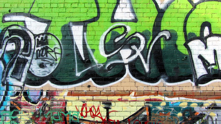 Graffiti in Green Close Up Photograph by Anita Burgermeister