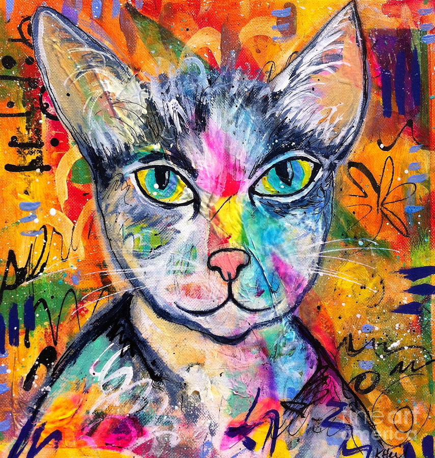 Graffiti Kitty  Painting by Kim Heil