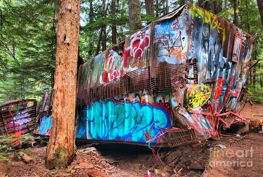 Graffiti On The Whistler Train Wreck Photograph by Adam Jewell