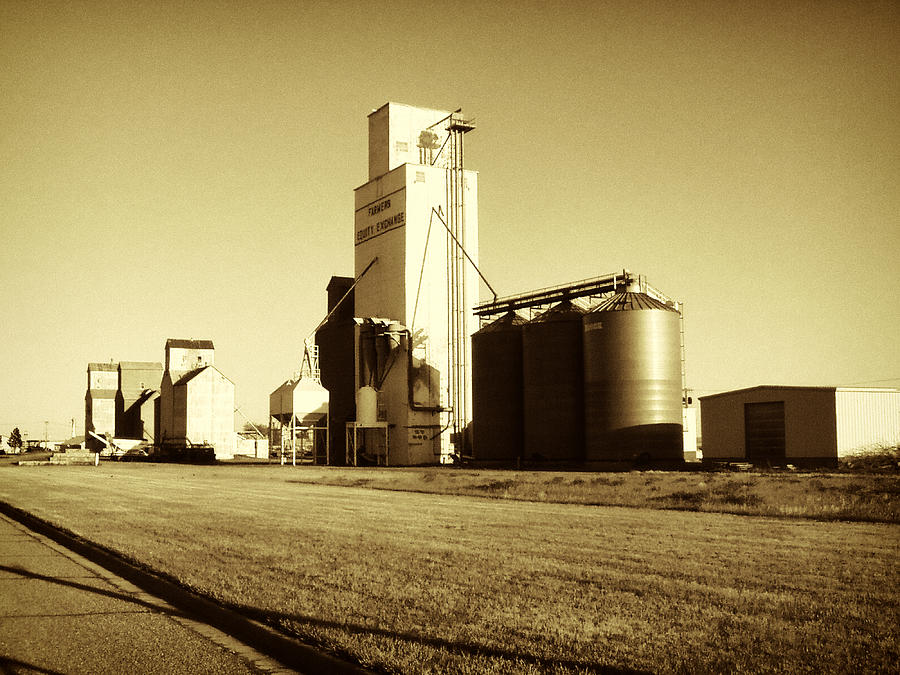 Grain Elevators in North Dakota Digital Art by Cathy Anderson