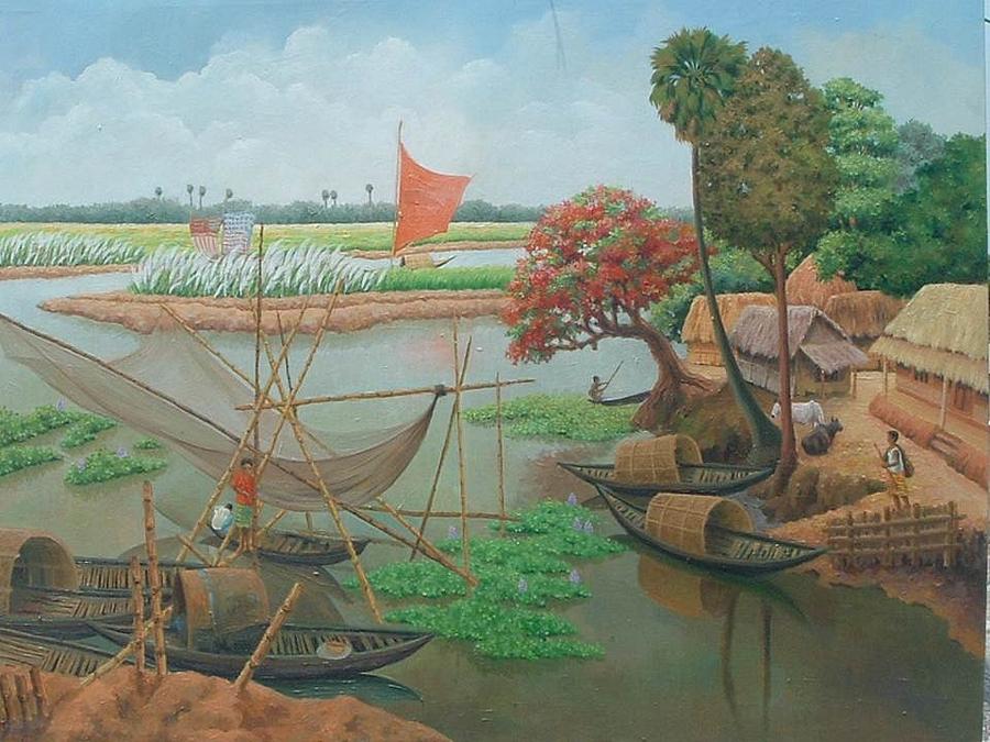 900px x 675px - Gram Bangla Painting by Md Sharif Hossain - Fine Art America