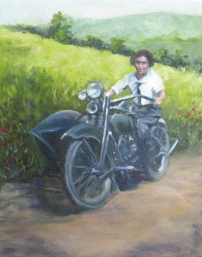 Gramma and the Harley Painting by Connie Schaertl