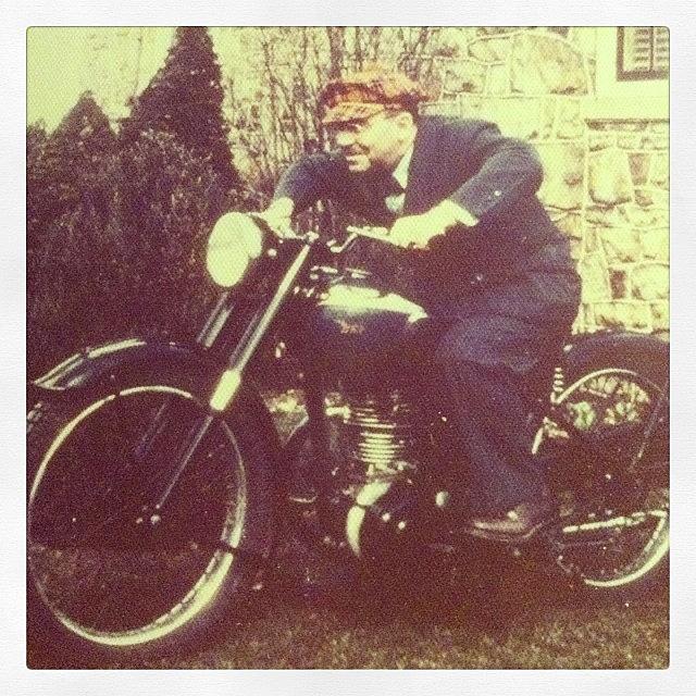 Vintage Photograph - Grampa On His New Bike #royalenfield by Noelle Dumas