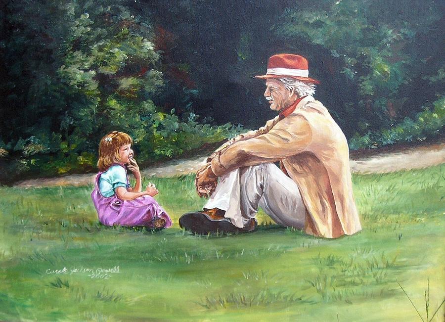 Grampas Bible Stories Painting by Carole Powell