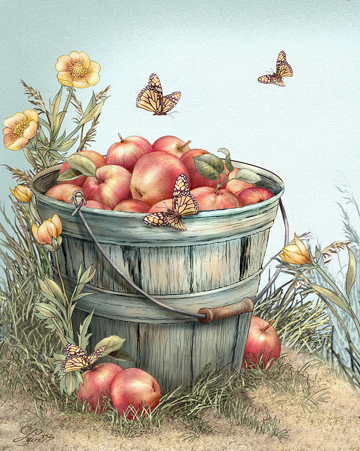Apple Painting - Grampas Bushel by Beverly Levi-Parker
