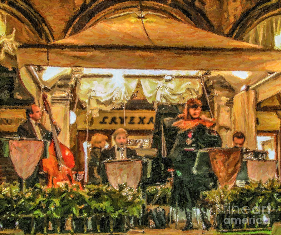 Musician Digital Art - Gran Caffe Lavena Orchestra by Liz Leyden