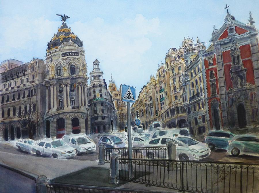 Gran Via Madrid Painting by Henrieta Maneva