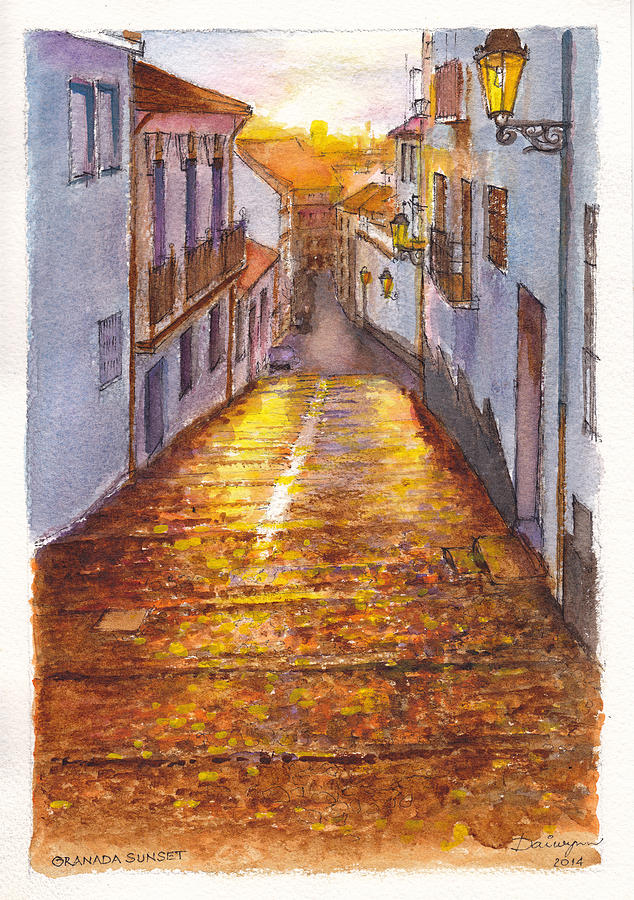 Granada Sunset Spain Painting by Dai Wynn