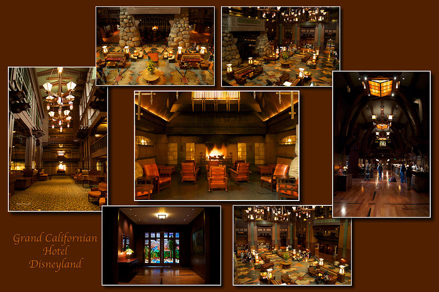 Anaheim Photograph - Grand Californian Hotel Disneyland Brown Collage by Thomas Woolworth