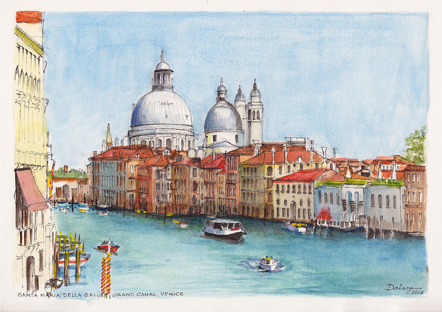 Grand Canal and Santa Maria della Salute Venice Painting by Dai Wynn