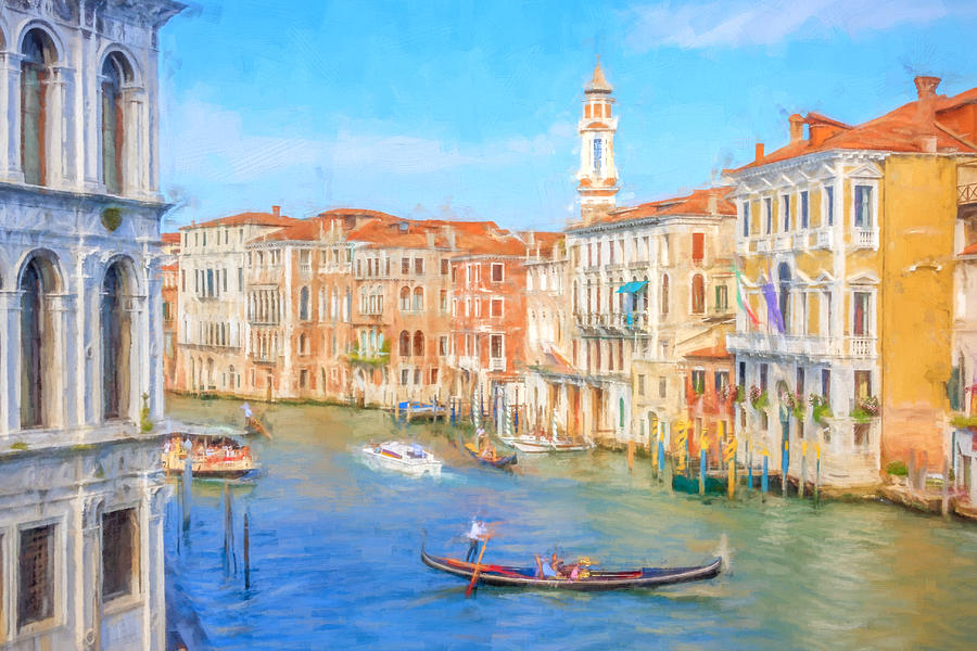 Painted effect - Grand Canal Venice Photograph by Sue Leonard
