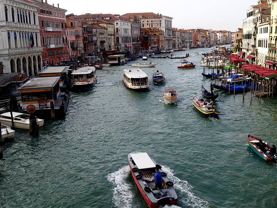 Venice Photograph - Grand Canals Morning Rush by Amelia Racca