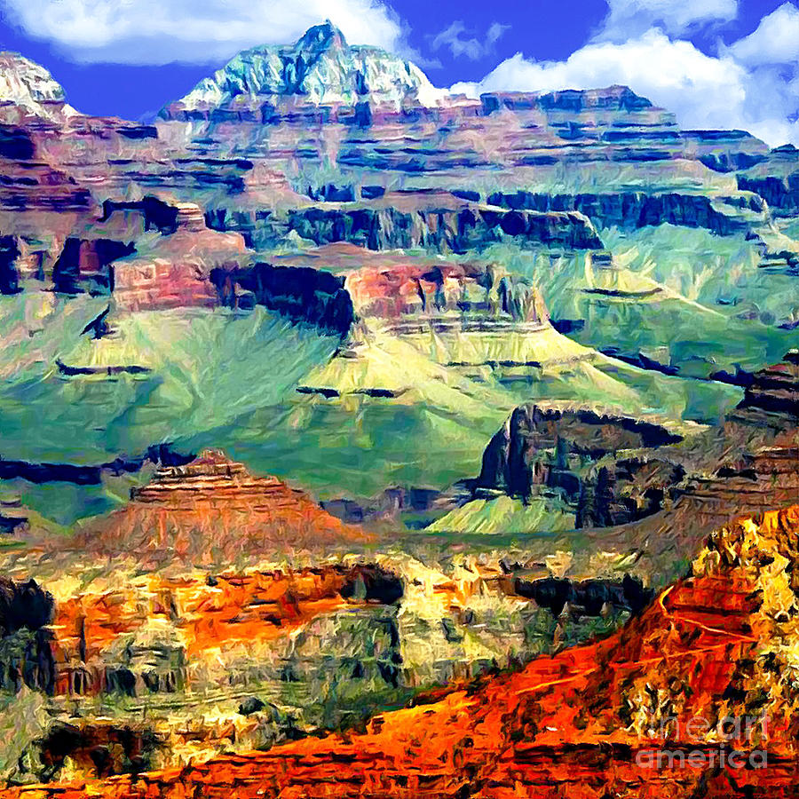 Grand Canyon National Park Painting - Grand Canyon After Monsoon Rains by Bob and Nadine Johnston