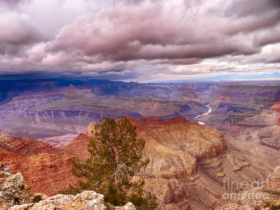 Grand Canyon- Approaching Storm Photograph by David Doucot