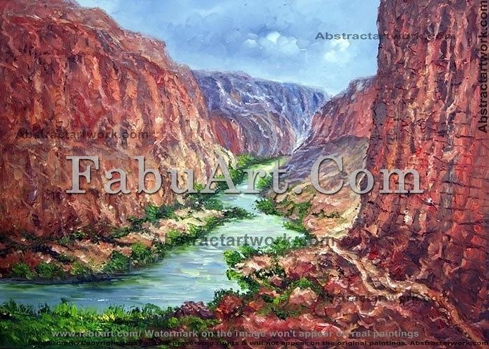 Grand Canyon Colorado River Painting Painting by FabuArt