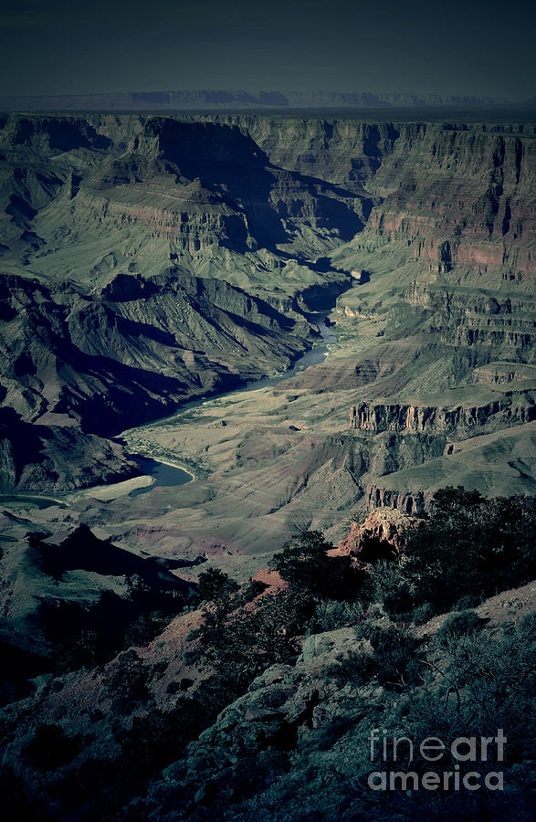 Grand Canyon National Park Photograph - Grand Canyon Eastern Sunset View Conte Crayon Lomo by Shawn OBrien