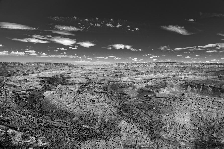 Grand Canyon from Desert View Watchtower - BW Photograph by Chris Bordeleau