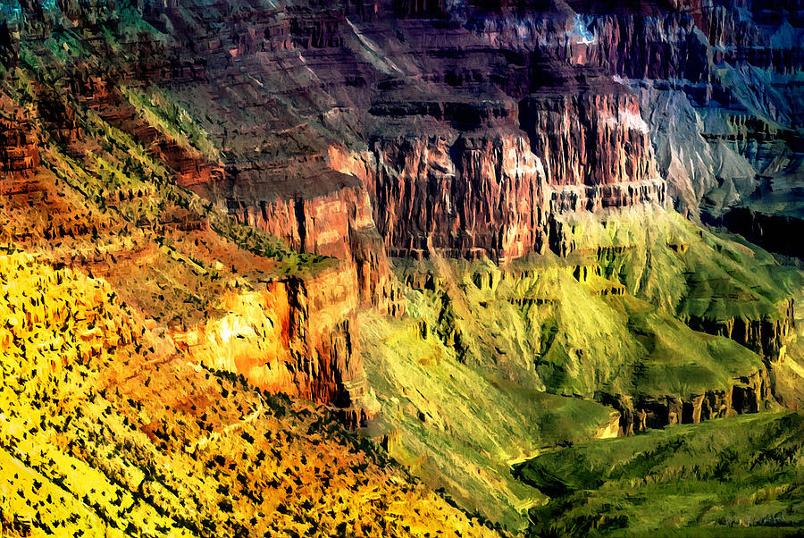Grand Canyon National Park Painting - Grand Canyon Hermit Road Viewpoint  by Bob and Nadine Johnston