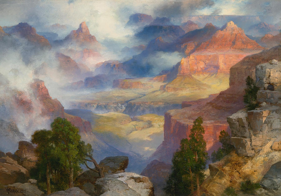 Grand Canyon in Mist Painting by Thomas Moran