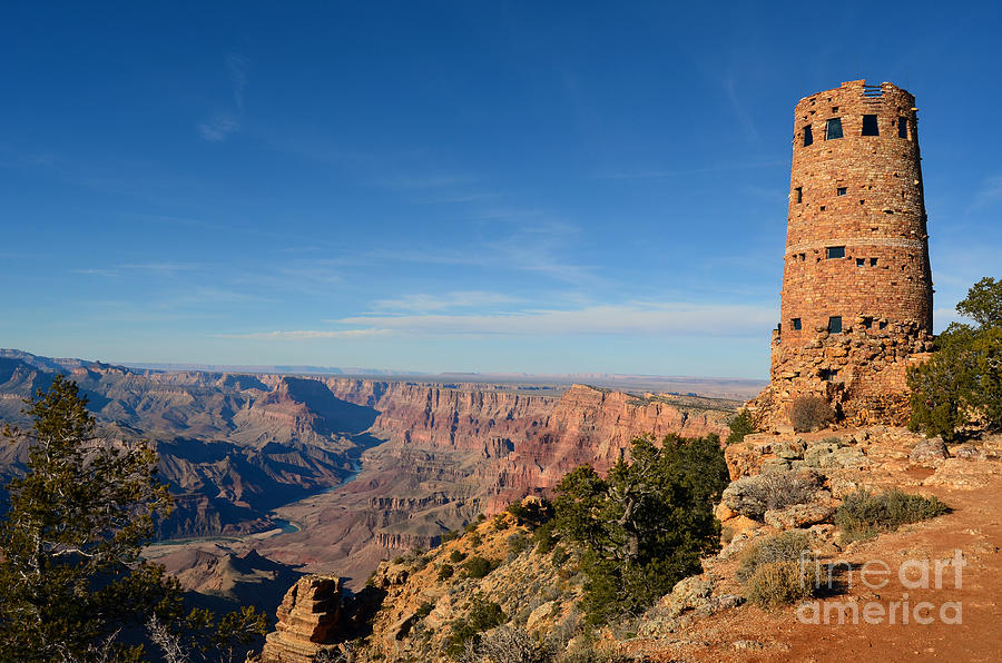 Grand Canyon National Park Mary Colter Designed Desert View Watchtower Near Sunset Photograph by Shawn OBrien