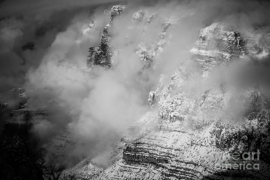 Grand Canyon snow and clouds  Photograph by Scott Sawyer