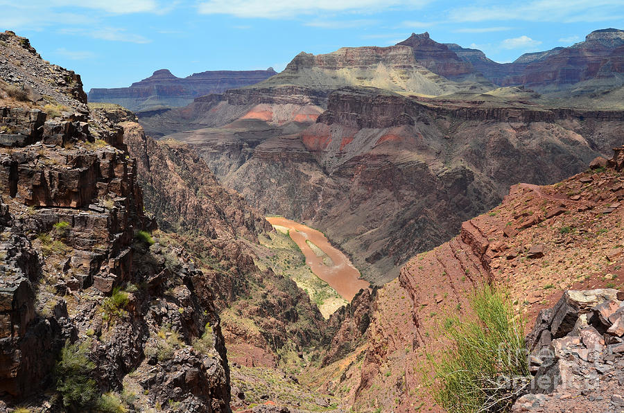 Grand Canyon South Kaibab Trail Overlook of Inner Gorge and Colorado River Photograph by Shawn OBrien