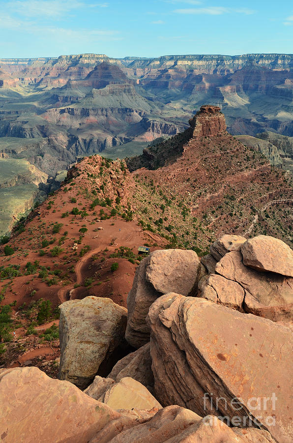 Grand Canyon South Kaibab Trail Overlooking Cedar Ridge Vertical Photograph by Shawn OBrien