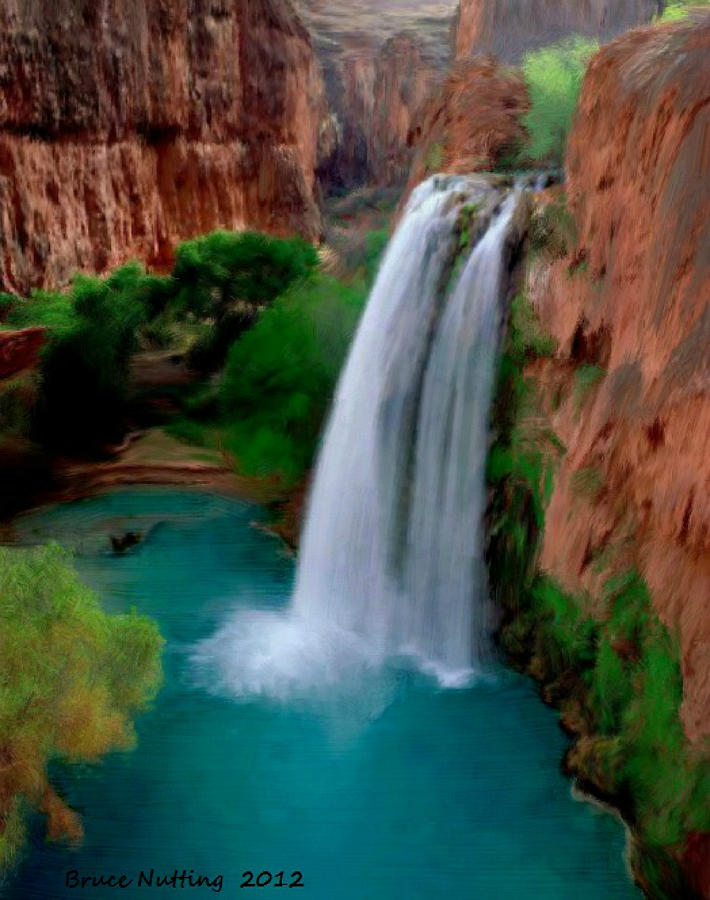 Grand Canyon Waterfalls Painting by Bruce Nutting