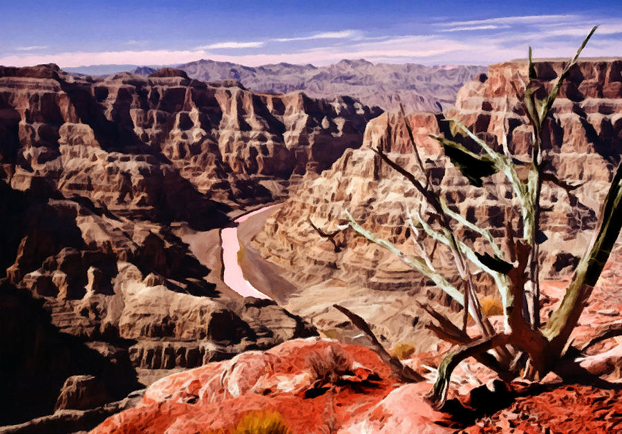 Prehistoric Painting - Grand Canyon West Painting by Bob and Nadine Johnston