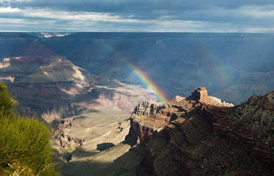 Grand Canyon National Park Photograph - Grand Canyon with a Double Rainbow by Ken Howard