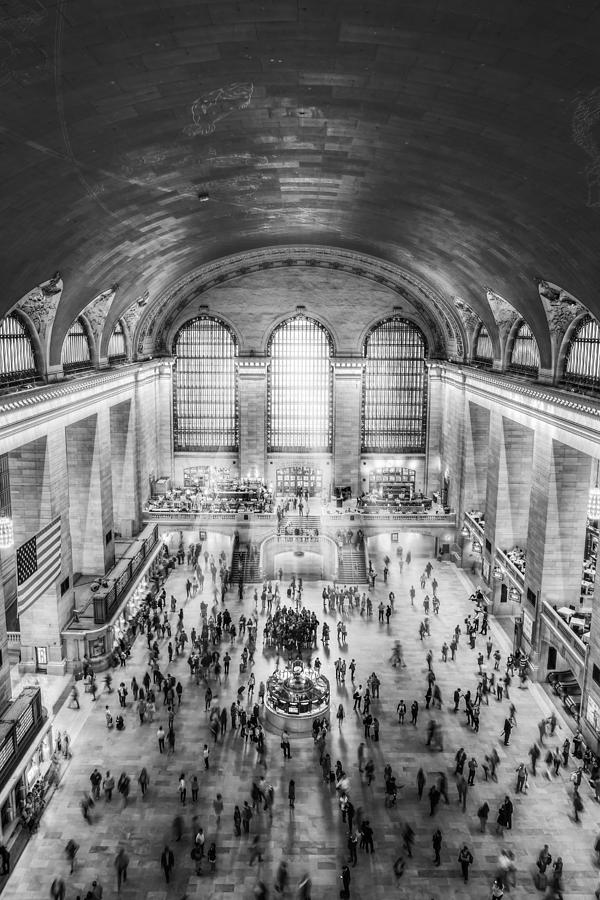 New York City Photograph - Grand Central Terminal Birds Eye View BW by Susan Candelario