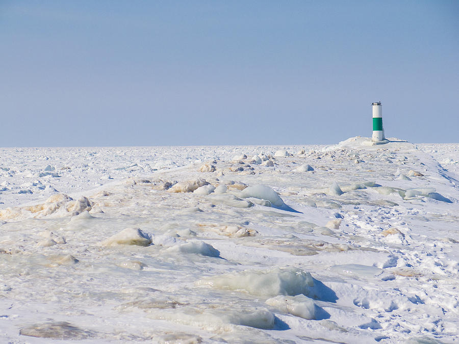 Winter Photograph - Grand Haven Channel Under Ice by Kirsten Dykstra
